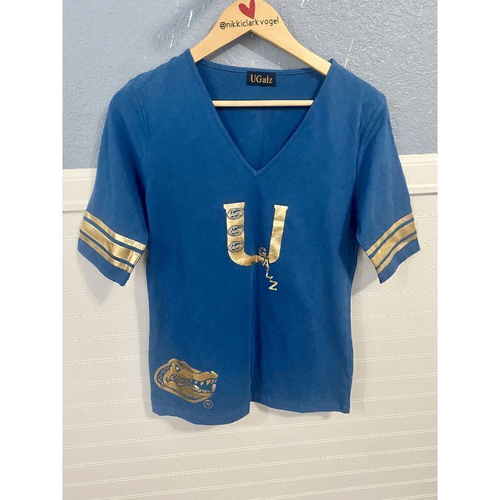 UGalz Women’s Short Sleeve V-Neck Florida Gators T-Shirt Blue & Gold